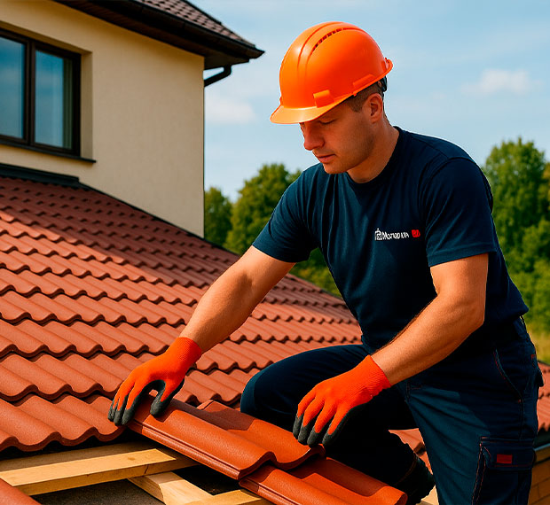 Монтаж кровли из натуральной черепицы в Сургуте