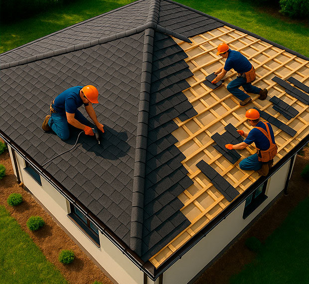 Монтаж четырехскатной крыши в Сургуте